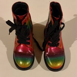 Rainbow Glitter Boots with Black Laces